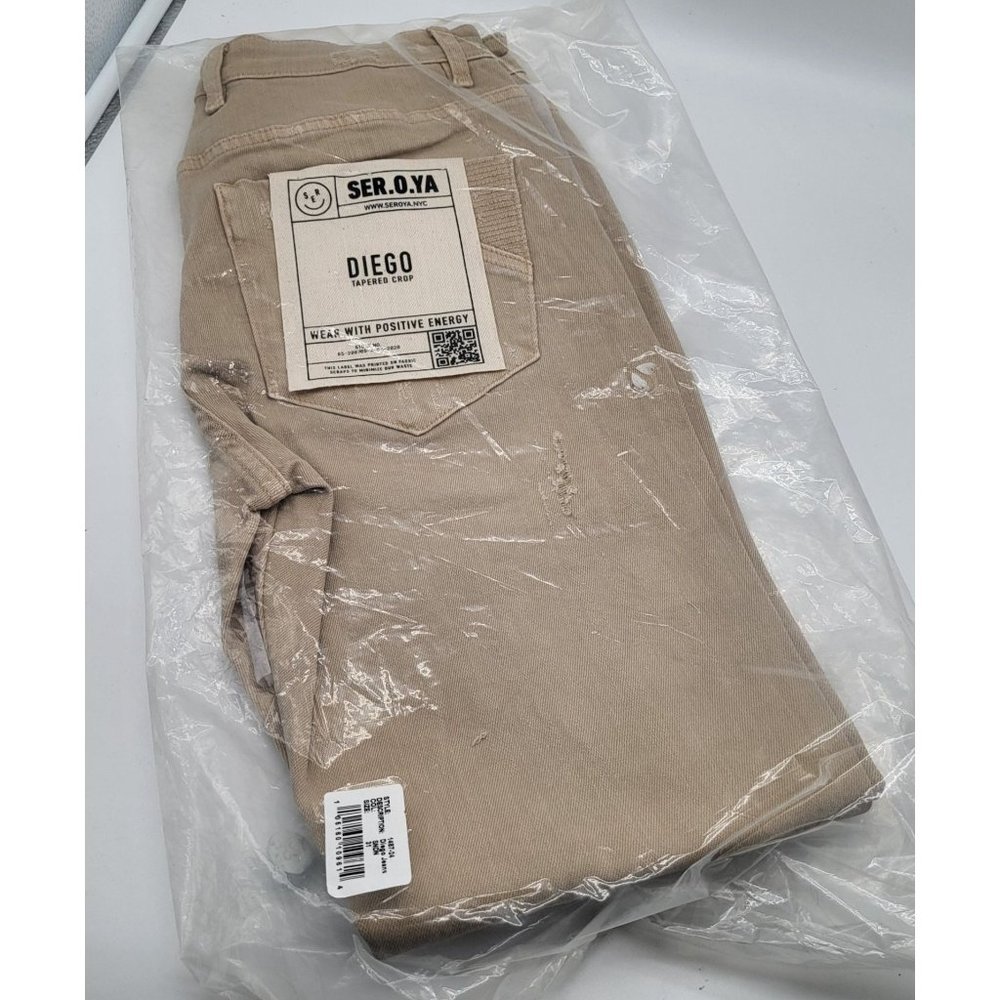 SER.O.YA Diego Cropped Tapered Jeans Mens SZ 31 Sand Dune NWT
